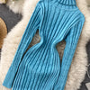 Autumn Winter Twist Women's Wrap Knitted Dresses Long Sleeve Sheath Knitwear Office Bodycon Dress Female