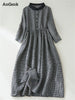 Patchwork Black White Plaid Autumn Dresses Office Lady Work Dress Japanese Style Women Spring Casual Long Clothing
