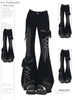 Women's Low Rise Flare Jeans Bow Lace Up Japanese Designer Denim Pants Shoujo Y2k American Retro Bell Bottom Jeans Harajuku