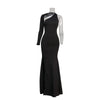 Spring Fall Longuette Long-sleeved Elastic Force Single Sleeve Slim Long Women's Dress