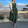 Retro Women's Corduroy Dress Square Neck Casual Medieval Dresses Vestidos Para Mujer