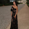 Evening Dresses Women Elegant One Shoulder Sexy Mesh Dress Maxi Flower Wedding Guest Party Dresses Bodycon