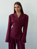 Limo Notched Lapel Wrap Blazer Ruched Waist Side Button Detail Slim Fitted Long Sleeve Women Elegant Cropped Suit Jacket