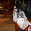 Autumn Knitted Long Pants Sets For Women Faux Fur Patchwork Zipper Sweater Jacket Wide Leg Trousers Lady Chic 2 Pieces Sets
