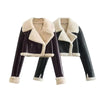 Double Sided Short Jacket Women Warm Thick Lapel Lambswool Coat Autumn Winter Vintage Female Fleece Chic Tops