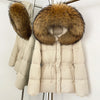 Real Fox Fur Down Coat Female Autumn Winter Warm Hooded Real Fur Duck Down Jacket Long Sleeves Outerwear Women Puffer Jacket