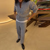 Casual Solid Knit Top Pants Set Women Stand Collar Full Sleeve Sweater Wide Leg Trousers Sets Autumn Lady Suit