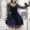 Women's Bandeau Long-sleeved Solid Color Dark Gothic Sexy Lace Stitched Dress
