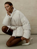 Ladies Beige Belted Puffer Coat Stand High Collar Wrap Design Drawstring Waist Oversized Bubble Jacket Winter Warm Outwear