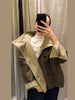 Women Reversible Double Sided Jacket Coat Stand Collar Plaid Loose Fit Warm Coats Casual Office Work Outerwear Spring