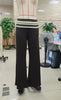 Women Y2K Striped Fold Over Waistband Flare Pants Low Waist Wide Leg Trousers Casual Daily Stretchy Streetwear Bottoms