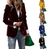 Elegant Velvet Blazer for Women Single Button Lapel Female Blazer Jacket Slim Fit Office Lady Outerwear Coat Spring Autumn Women