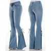 Flare Pants for Women Vintage Jeans Lace Up Stretch Mid Waist Skinny Distressed Washed Streetwear Female Denims Trousers
