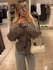 Plaid Cropped Trench Coat Women Chic Lapel Double Breasted Belted Waist Tie Long Sleeve Jacket Fall Windbreaker Outerwear