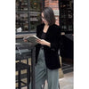 Autumn Black Velvet Women's Blazer Long Sleeve Single Button Casual Loose Temperament Suit Top Female Outerwear