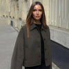 Woolen Women's Jacket Elegant Loose Long Sleeve Turndown Single Breasted Female Overcoat Winter Casual Lady Coat