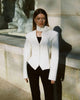 Women Elegant Striped Blazer Top Scarf Lace Up Patchwork Blazers Female Street Casual Commuting Jackets Coats