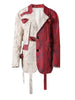 Color Block 3D Flower Turn-Down Collar Long Sleeve Blazer Slim Fit Women's Top Spring Autumn CPG2870