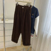 Retro High Waist Corduroy Pants Women Spring Fall Straight Causal Full Length Trousers Korean Baggy Black Pants