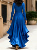 Irregular Hem Dress Woman's Spring Autumn Elegance Satin Deep V-neck Lace-up Robe Lady Foreign Style Party Prom Vestidos