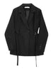 Black Bandage Buckle Causal Blazer Women Lapel Long Sleeve Loose Fit Jacket Tide Spring Autumn 30A2051