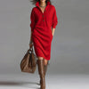 Autumn Winter Long Sleeve Knitted Dresses For Women Button Design Long Sleeve Lady Office Dress Women Elegan Party Dress