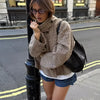 Checkered Women Short Trench Coat Lapel Double‑Breasted Belted Waist Jacket Autumn Retro Lady Outerwear