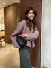 Mixed Color Fringed Round Neck Short Tweed Jacket Elegant Loose Women's Outwear Autumn Casual Street Daily Outfit