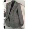 Women Blazer Ladies Grey Coffee Long Sleeve Female Casual Jacket For Autumn Winter Double-Breasted Suit Female Outerwea