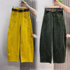 Large Size 4XL Autum Winter Trousers Women Corduroy Straight Leg Pants Retro Ladies Loose Wide-leg Pantalons