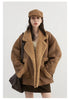 Women Faux Leather Coat Single Breasted Loose Casual Motorcycle Suit Suede Fur Jacket Female Top Autumn Winter
