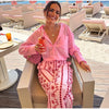 Multicolor Striped Low Waisted Pants Straight Leg Full Length Retro Colorful Trousers Spring Casual Lady Daily Wear
