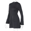Sexy Slim Mini Dress For Women Two Pocket Spring Autumn Long Sleeve A-line Solid Club Party Dress Elegant Female