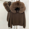 Coat Women Cardigan Natural Fox Fur Coat Women Real Mongolian Fur Knitwear Female Spring Autumn Hooded Knitted Fur Jacket