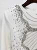 High Street Designer Women's Long Sleeve Crystal Diamonds Beaded Long Maxi Dress