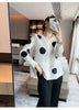 Color Contrast Polka Dot Print Pleated Cardigan Blouse Versatile Shirt Women's Short Coat Spring 2DE391