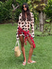 Women Chic Vacation Outfits Leopard Print Sheer Chiffon Shirt Casual Turn-down Collar Mini Dress & Detachable Scarf