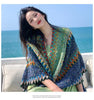 Ethnic Style Cape Oversized Sweater Jacket Women Loose Patchwork Warm Long Scarf Knitted Cardigan Woman
