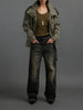 Loose Spliced Lace Up Trenchs for Women Stand Neck Long Sleeves Patchwork Double Breasted Trench Female
