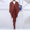 High End Pleated Maxi Dress Women V Neck Batwing Sleeves Stitching Color Tassel Elegant Dresses Ladies Clothes 2DA1641