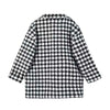 Houndstooth Faux Wool Jacket Women Korean Loose Elegant Double Breasted Suit Overcoat Winter Thick Warm Blend Outerwear