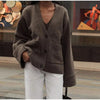 Women's Knitted Cardigan Solid Full Sleeve V Neck Ribbed Autumn Coat Commute Female Knitwear Cardigan Tops