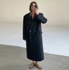 Elegant Women's Woolen Overcoat Solid Lapel Double Breasted Full Sleeve Long Coat Autumn Winter Lady Outwear