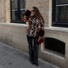 Dalmatian Faux Fur Jackets Women Lapel Collar Single Breasted Slim Fit Long Sleeves Coats Lady Autumn Street Outwear