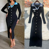 Brand Women Dress Y2K Embroidery Long Sleeve Bodycon Sweater Dress Elegant Lady Party Vestidos