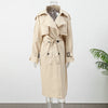 Casual Stand Collar Lace Up Trench Coat Women Chic Full Sleeve Single Breasted Windbreaker Lady Commute Daily Outwear