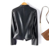 Leather Jacket Women's Short Slim Sheepskin Coat Spring Autumn Leather Jacket Long Sleeve Lapel Zipper Outwear