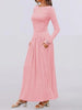 Autumn Women Long Sleeve Maxi Dress Comfortable Fit Ruched Detail Multi Color for Casual Everyday Wear