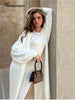 Soft Knitted Set Women Autumn Winter Casual Long Sweater Cardigan with Belt & Vest Midi Dresses Solid Tracksuit
