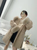 Woolen Coat Oversize Ladies Outerwear Winter Women Natural Fox Fur Collar Cuffs Jacket Hood Cashmere Wool